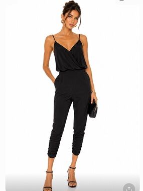 PARKER 100% Silk Black Sleeveless Jumpsuit